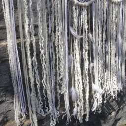Large Boho Dream Catcher Wall Hanging, Crochet Doilies - thumbnail 2
