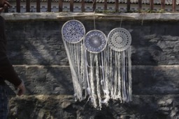 Large Boho Dream Catcher Wall Hanging, Crochet Doilies - thumbnail 1
