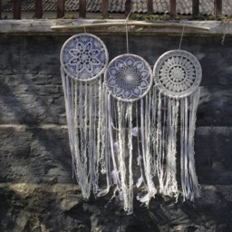 Large Boho Dream Catcher Wall Hanging, Crochet Doilies - thumbnail 4