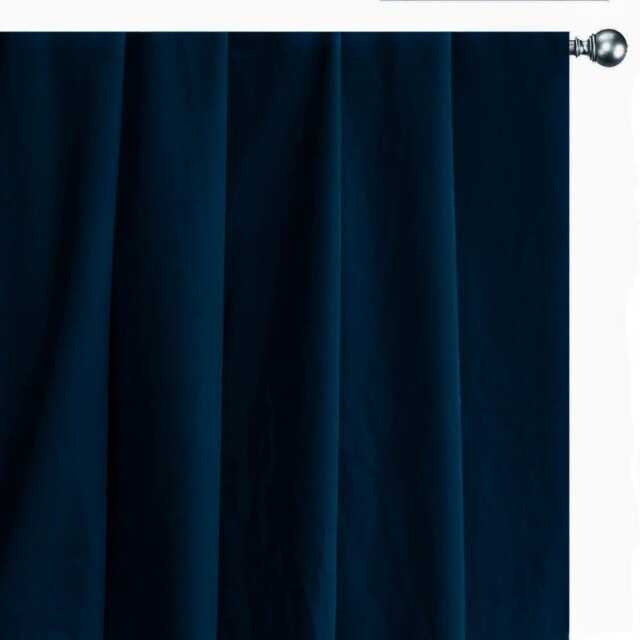 Navy Blue Velvet Curtain Panels, Window Treatment - Rod Pocket, Grommet, Box Pleat, Three Pinch Tab Top & Plain Ring Top - image 1
