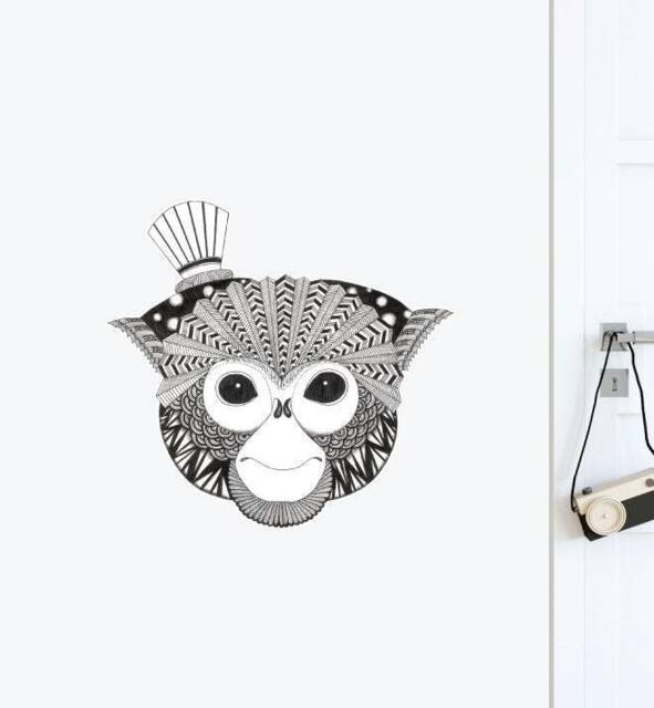 Clever Monkey Wall Sticker Decal - Illustration Stickers, Animals Decals, Home Decor, Art, Illustrations