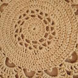 Crochet Round Rug Ivory Lace Cotton Rug, 40 Inch Diameter - thumbnail 3