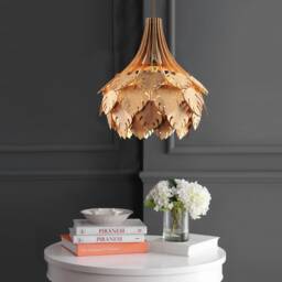 Monstera Wood Pendant Lamp Mid-Century Modern Lighting, E27 Base - thumbnail 3