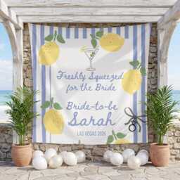 Lemon Bachelorette Backdrop, Freshly Squeezed Bride Banner, Las Vegas Party Decor, Custom Sarah Wall Tapestry, Citrus Bridal Shower Sign - thumbnail 1