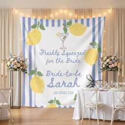 Lemon Bachelorette Backdrop, Freshly Squeezed Bride Banner, Las Vegas Party Decor, Custom Sarah Wall Tapestry, Citrus Bridal Shower Sign - thumbnail 3