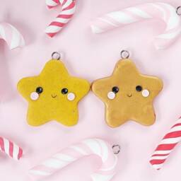 Adorable Star Christmas Tree Decoration - Handmade Polymer Clay Ornament, Cute Holiday Gift For - thumbnail 2