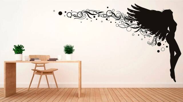 Floral Angel Vinyl Wall Art, Decal, Sticker, Transfer, Mural, Decor, Rent Friendly, Interior, Exterior, Full - 0433 - image 1