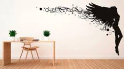 Floral Angel Vinyl Wall Art, Decal, Sticker, Transfer, Mural, Decor, Rent Friendly, Interior, Exterior, Full - 0433