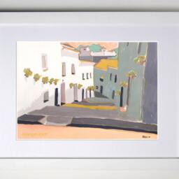 Original Painting South Of Spain, Sevilla, Mustard Roofs Pink Orange Sky Sunset - thumbnail 2