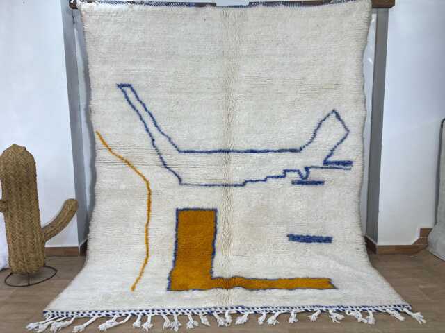 Morrocan Rug - Rugs For Living Room Handmade Area Rugs Wool Aboujaad Beni Ourain Berber Rug- Moroccan 5.4x7.4 Ft - image 1