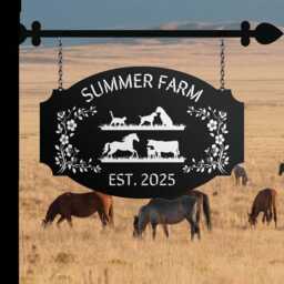 Custom Farmhouse Metal Sign, Farm Gift For Farmers, Gate Wall Art, Large Sign With All Pet - thumbnail 2