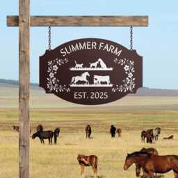 Custom Farmhouse Metal Sign, Farm Gift For Farmers, Gate Wall Art, Large Sign With All Pet - thumbnail 1
