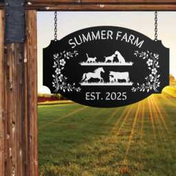 Custom Farmhouse Metal Sign, Farm Gift For Farmers, Gate Wall Art, Large Sign With All Pet - thumbnail 4