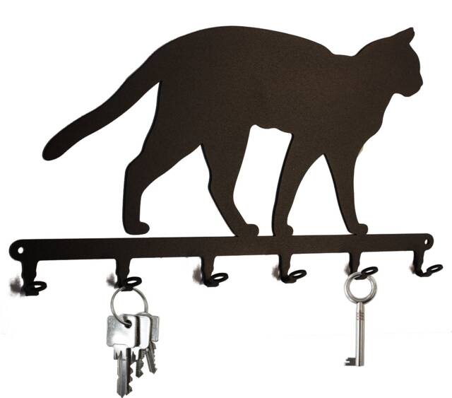 Key Rack/Hook Rail Siamese Cat - Board, Key Rail, Holder, Metal 6 Hooks