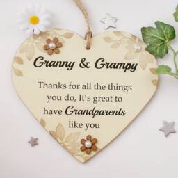 Granny & Grampy Thank You Wooden Gift Heart 17.5cm X 17.5cm. Perfect For Any Occasion Birthdays Anniversaries Gifts - thumbnail 2