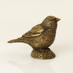 Imitation Bronze House Sparrow Bird Statue Hand Cast Resin Figurine - thumbnail 4