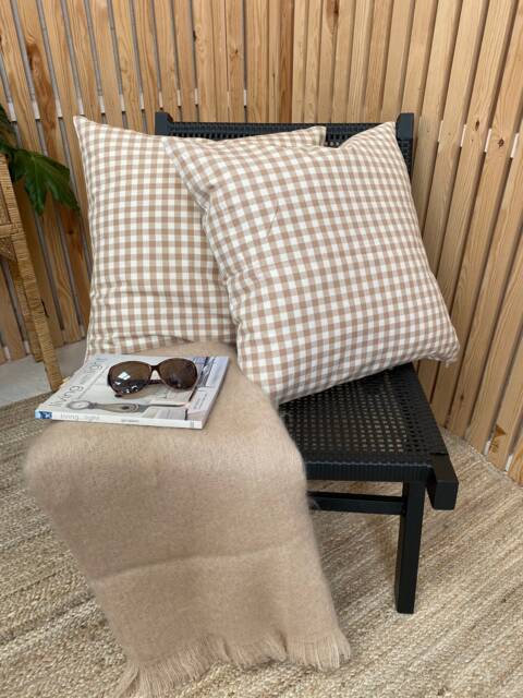 Taupe Gingham Scatter Cushions, Summer Cushions , Taupe Check Cushion, Garden Cushion - image 1