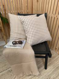 Taupe Gingham Scatter Cushions, Summer Cushions , Taupe Check Cushion, Garden Cushion - thumbnail 1