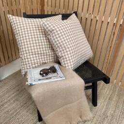 Taupe Gingham Scatter Cushions, Summer Cushions , Taupe Check Cushion, Garden Cushion - thumbnail 2