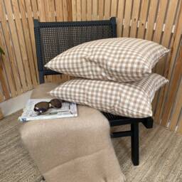 Taupe Gingham Scatter Cushions, Summer Cushions , Taupe Check Cushion, Garden Cushion - thumbnail 3