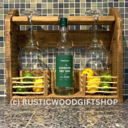 Rustic Wooden Gin Bar Wall Mounted Liquor Rack