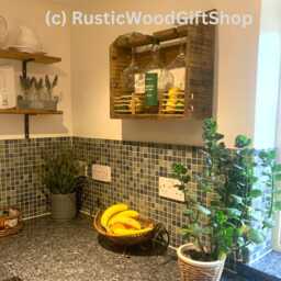 Rustic Wooden Gin Bar Wall Mounted Liquor Rack - thumbnail 3