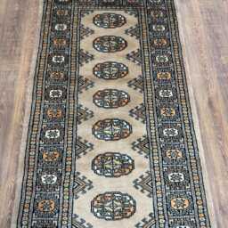 2x6 Beige Color Bokhara Rug - Runner Hallway Stairs Bukhara Living Room Woolen Afghan Silver - thumbnail 3