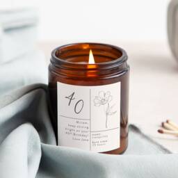 Personalised 40Th Birthday Candle Floral Soy Wax Apothecary Jar