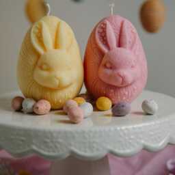 Handmade Easter Bunny Egg Candle - Pastel Spring Decor - thumbnail 2