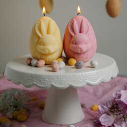 Handmade Easter Bunny Egg Candle - Pastel Spring Decor - thumbnail 3