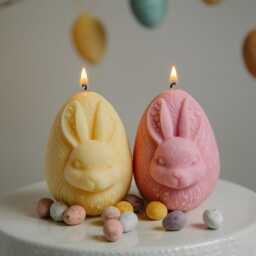 Handmade Easter Bunny Egg Candle - Pastel Spring Decor - thumbnail 4
