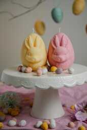 Handmade Easter Bunny Egg Candle - Pastel Spring Decor - thumbnail 1