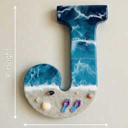 Pick Your Letter Hanging Custom Beach Resin Wall Art - Handmade Coastal Decor - thumbnail 2