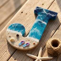 Pick Your Letter Hanging Custom Beach Resin Wall Art - Handmade Coastal Decor