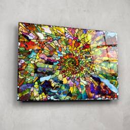 Colourful Spiral Glass Wall ArtTempered Printing-Wall Decor-Large Art-Wall Hangings-Abstract-Fractal-Swirl Art - thumbnail 2