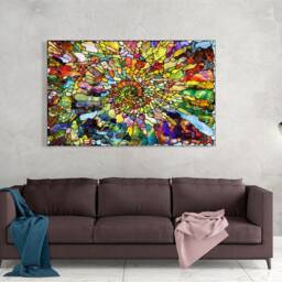 Colourful Spiral Glass Wall ArtTempered Printing-Wall Decor-Large Art-Wall Hangings-Abstract-Fractal-Swirl Art - thumbnail 3