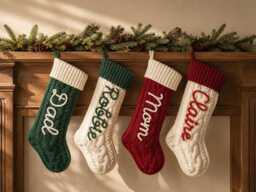 Personalized Knit Christmas Stocking 2026 Family Stockings, Knitted Stockings With Name, Monogram Stocking, Holiday Decor - thumbnail 1