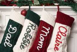 Personalized Knit Christmas Stocking 2025 Family Stockings, Knitted Stockings With Name, Monogram Stocking, Holiday Decor - thumbnail 1