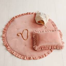"Soft Velvet Pillow With Frill ""Apricot" - thumbnail 2