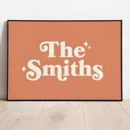 Custom Surname Print - Personalised Family Name Retro Funky Style Groovy Colourful Wall Decor Wedding Gift New Home Unframed - thumbnail 2