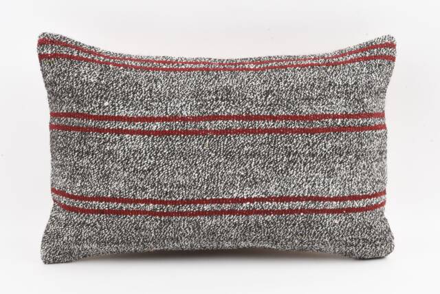 Turkish Kilim Pillow Cover Handwoven Wool Throw - 16x24 - image 1