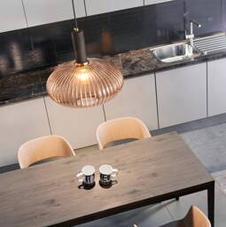 Ribbed Glass Kitchen Pendant Lighting Modern Fluted Shade