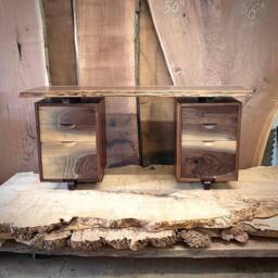 Small Live Edge Walnut Desk With Storage Drawers - thumbnail 3