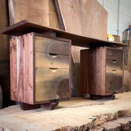 Small Live Edge Walnut Desk With Storage Drawers - thumbnail 2