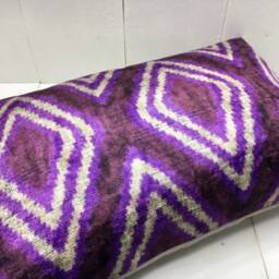 Ikat Silk Velvet Pillow Cover 16x24, Handwoven Cushion - thumbnail 4