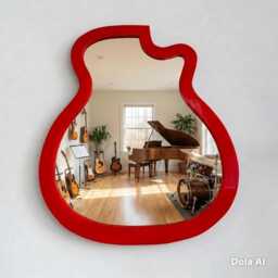 Customizable Guitar Shaped Mirror, Engraved Wood Or Acrylic Frame, Shatterproof Mirror - thumbnail 2