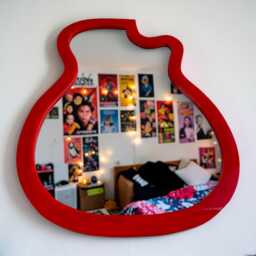 Customizable Guitar Shaped Mirror, Engraved Wood Or Acrylic Frame, Shatterproof Mirror - thumbnail 4