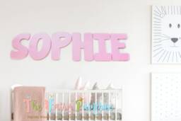 Pink Nursery Room Wall Letters, Kids Art, Girls Sign, Decor, Unique Baby Girl Shower Gift, Name Sign - thumbnail 1