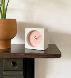 Concrete/Cement Grey & Dusky Pink Desk Clock - Handmade - thumbnail 1