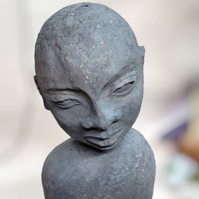 Abstract Modern Faux Stone Paper Mache Bust Sculpture - image 1